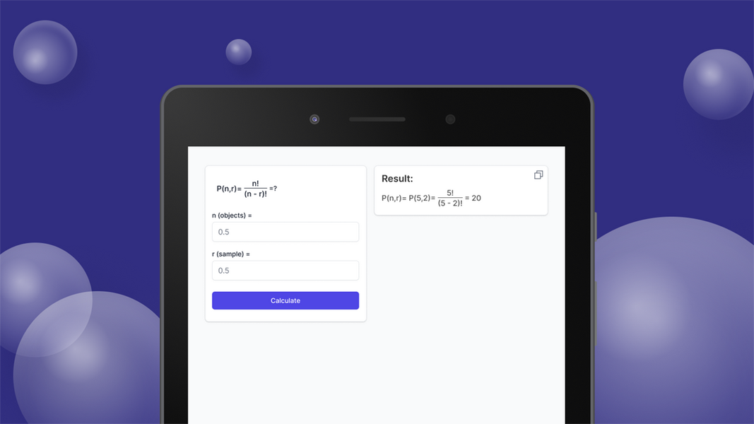 Permutations Calculator Ảnh chụp màn hình 2