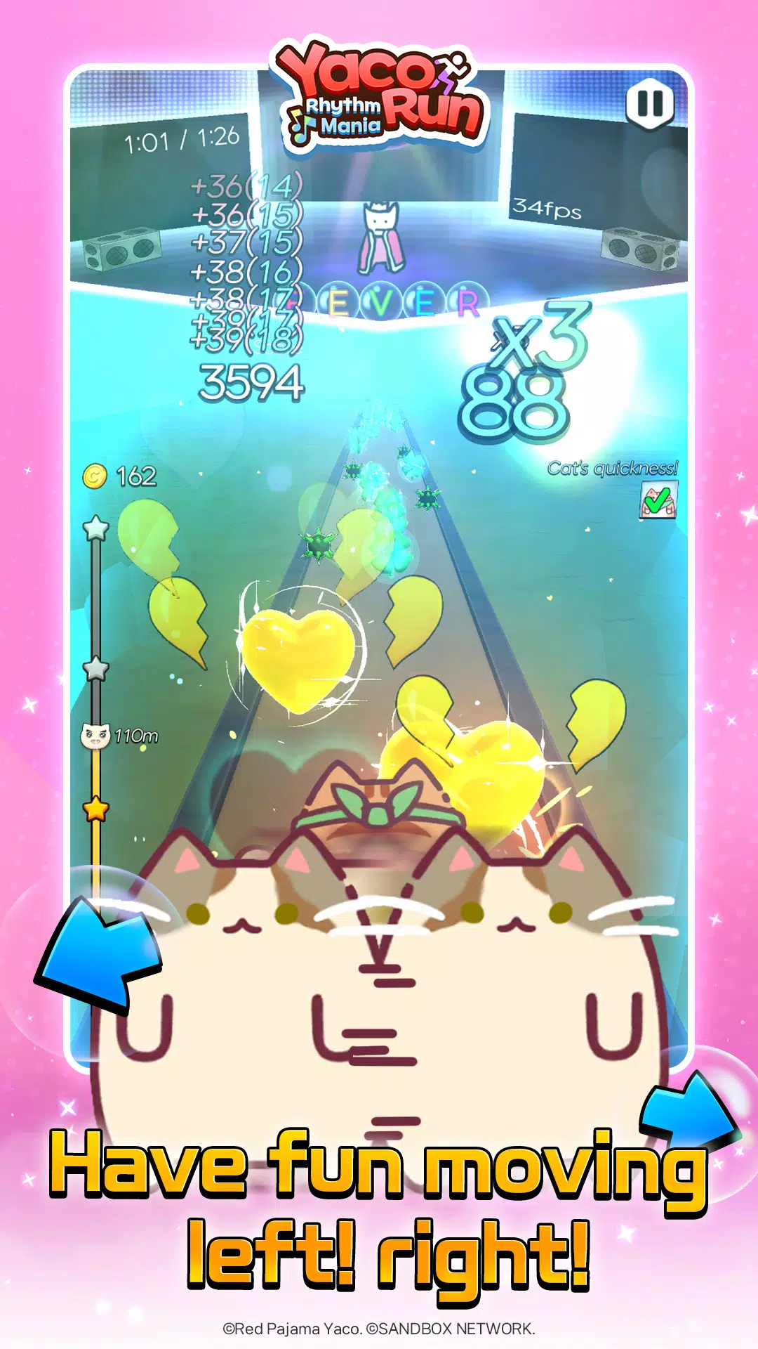 Yaco Run Rhythm - Cat SnackBar スクリーンショット 1