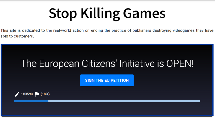 MMOゲームの保存努力では、EU法を提案するために100万の署名が必要です