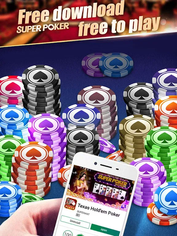 Super Texas Poker--Best Free Texas Hold’em poker Zrzut ekranu 1