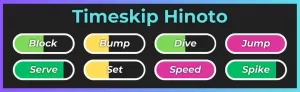 Stile Timeskip Hinoto dall'esperienza Roblox di Leggende del Volley con tutte le sue statistiche
