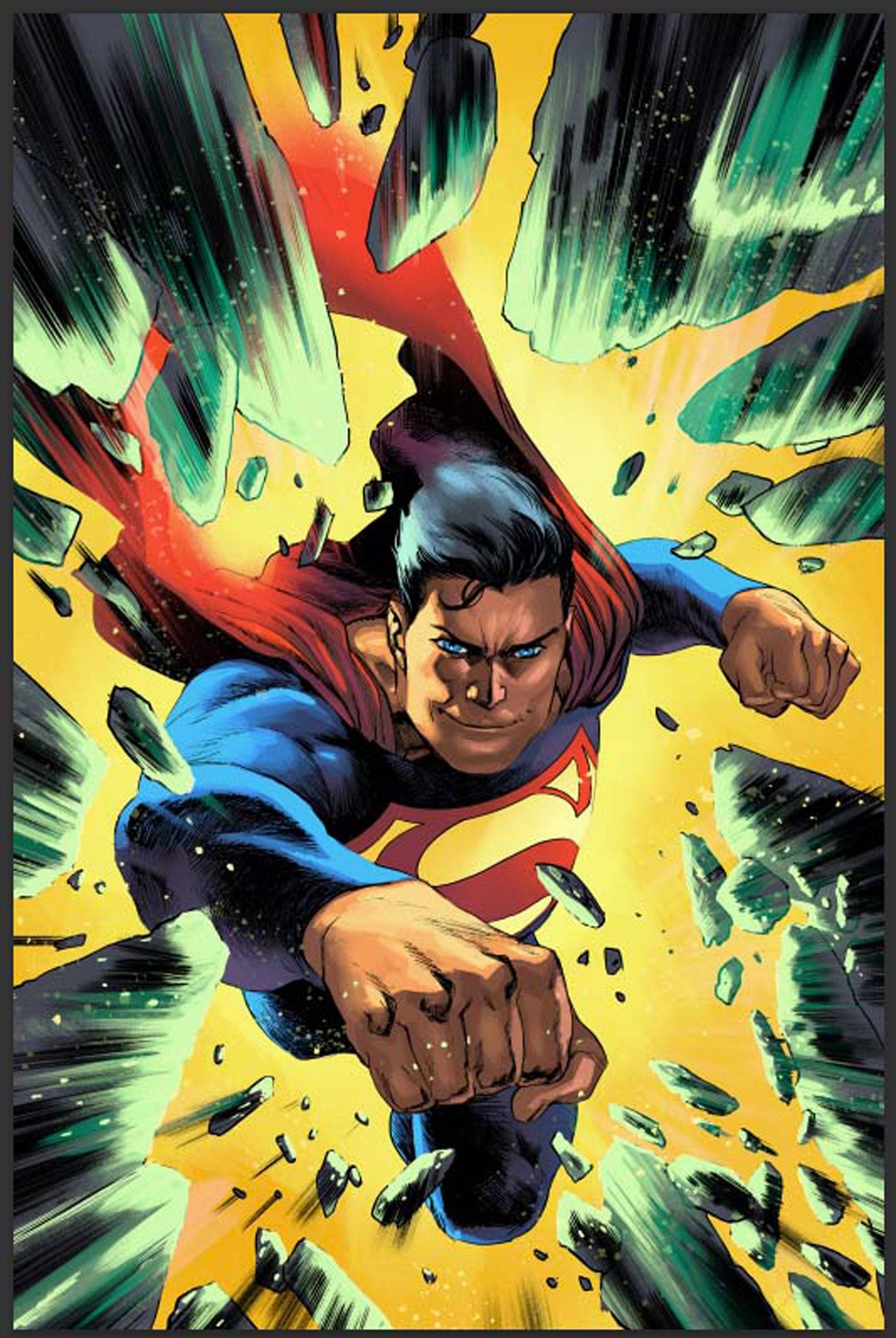 Superman facing Kryptonite threat artwork