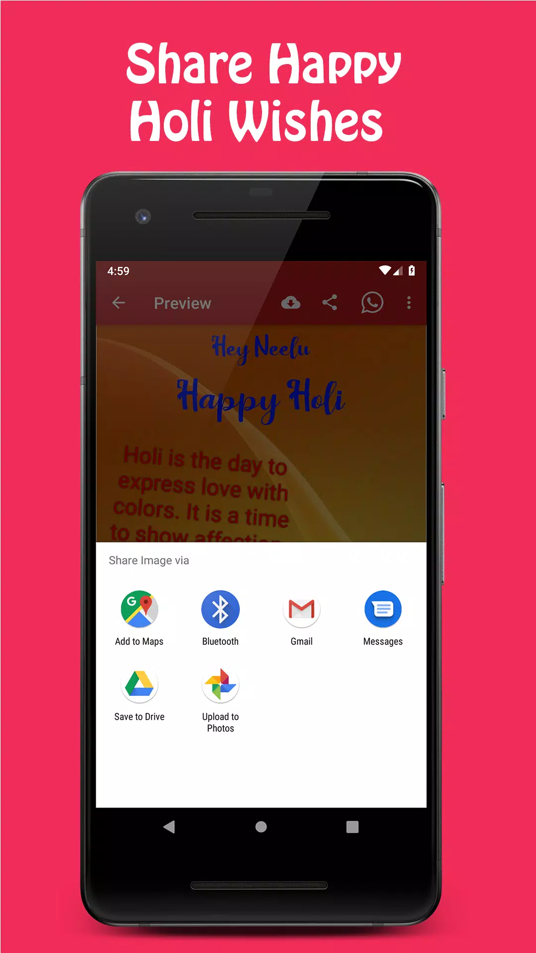 Schermata Happy Holi Greeting Card Maker 2021 4
