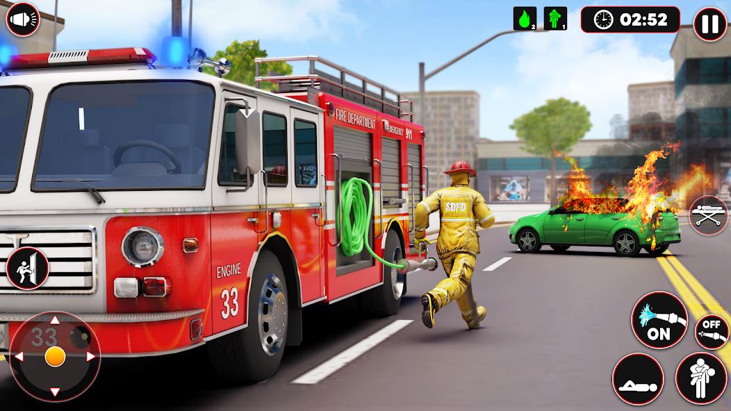 Fire Truck Sim: Truck Games Mod Скриншот 1