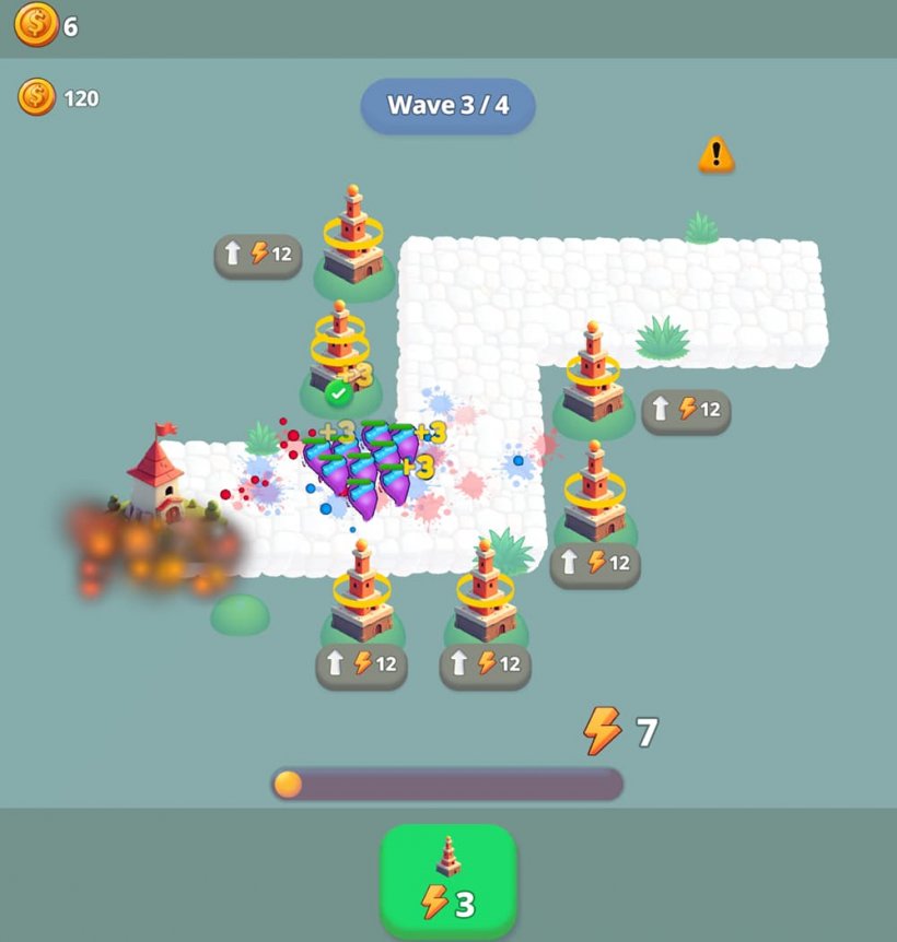 Blob Attack: Tower Defence游戏截图，画面显示简单的赛道周围环绕着塔防