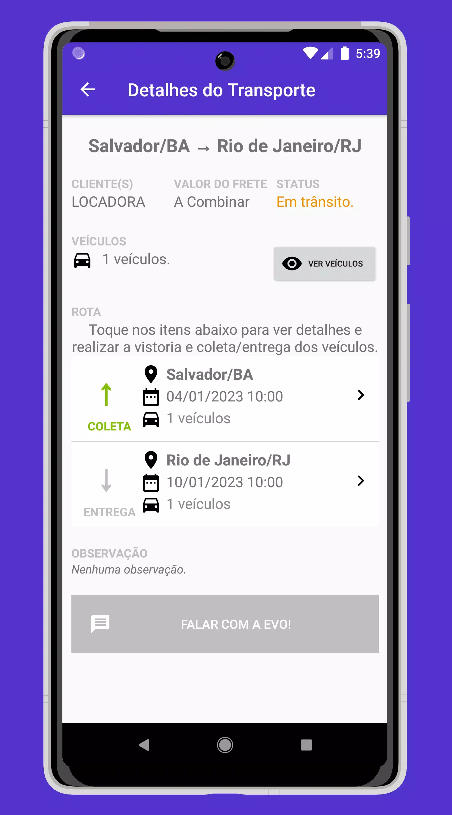 EVO! Transporte de Veículos Captura de pantalla 3