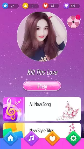 Flower Pink Piano Tiles - Girly Butterfly Songs Capture d'écran 1