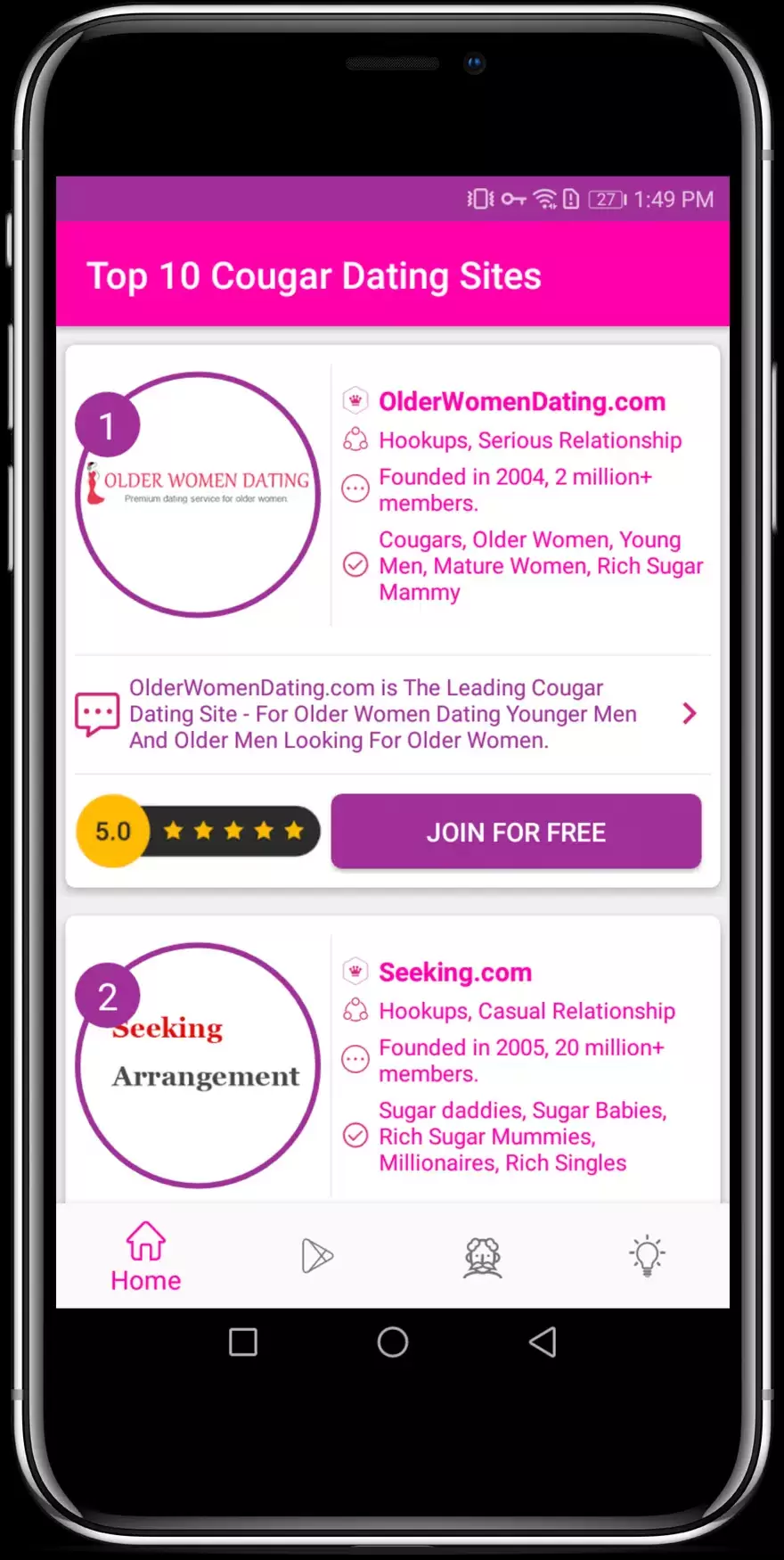 Schermata Cougar Dating Apps for Mature & Older Women 1
