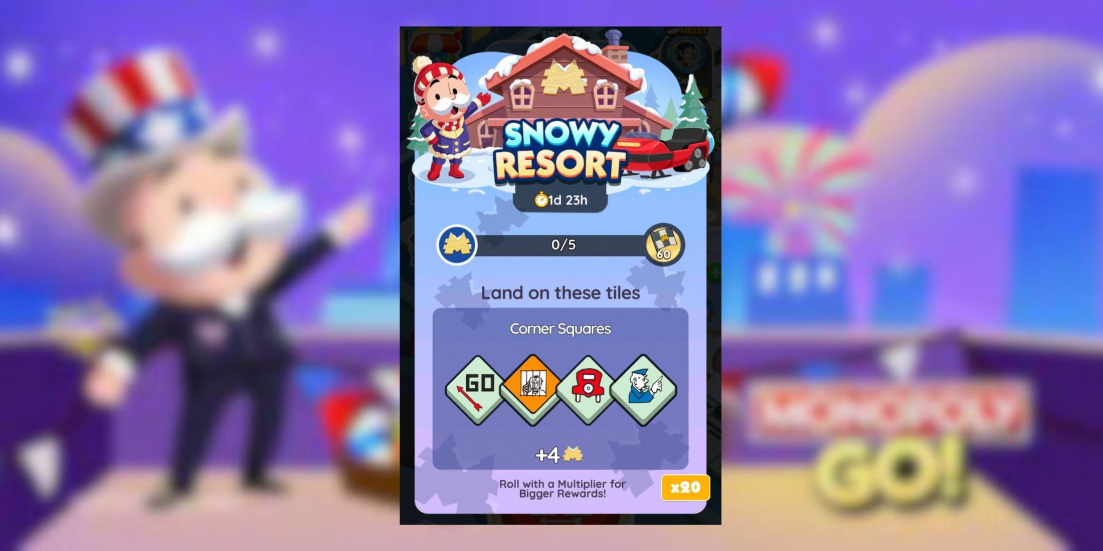 Monopoly GO : récompenses et jalons de Snowy Resort