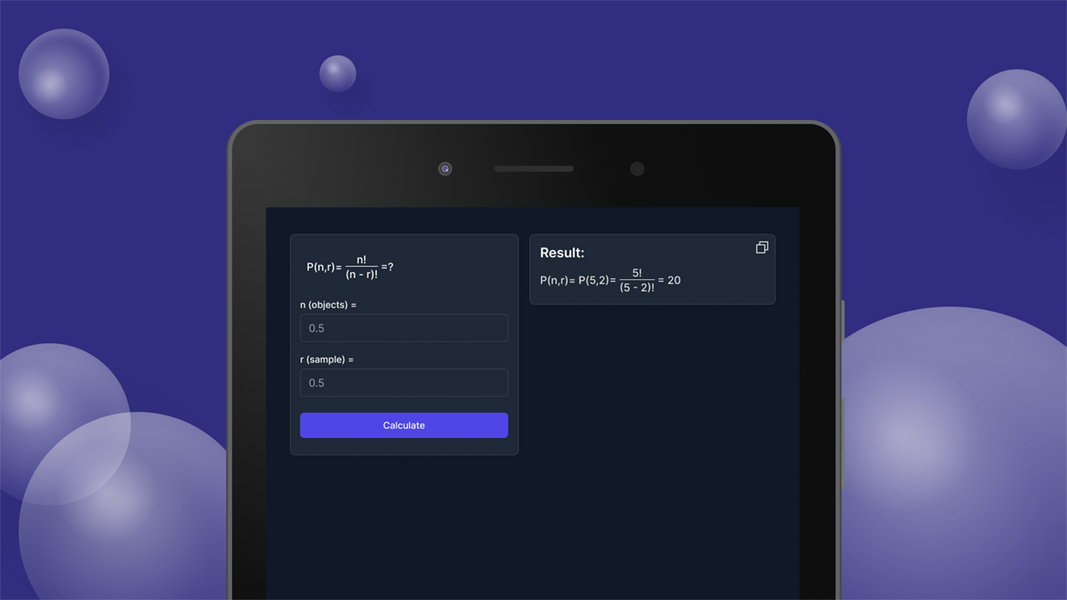 Permutations Calculator Ảnh chụp màn hình 1