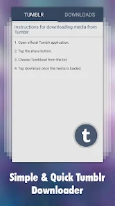 Photo & Video Explorer and Downloader for Tumblr Скриншот 1