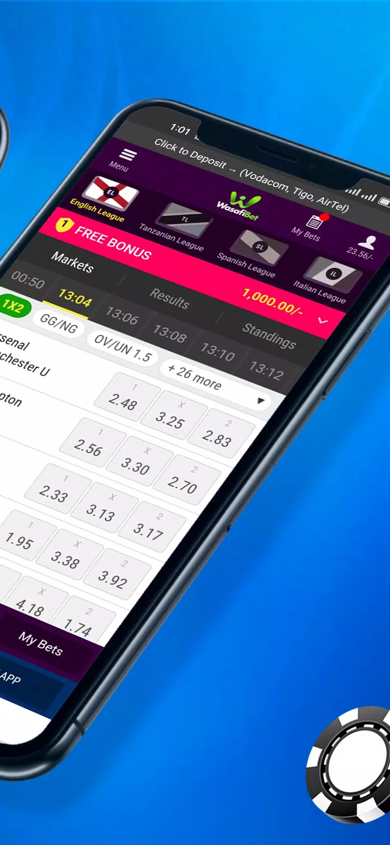 Wasafibet - Sportsbook, Casino Capture d'écran 4
