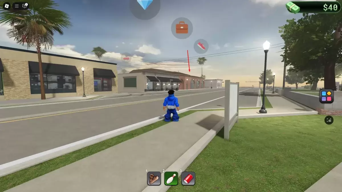 A player looking at the location of the Cook job in BlockSpin