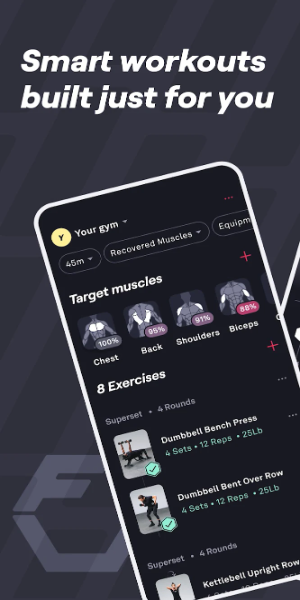 Fitbod Workout & Fitness Plans Ekran Görüntüsü 1