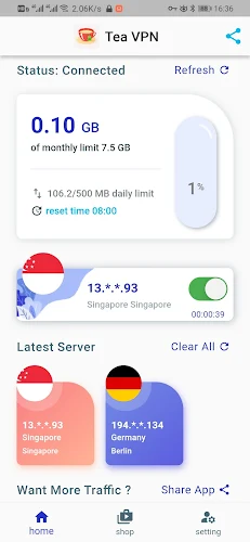 Tea VPN - Ikev2& WG Flutter VPN 스크린샷 1