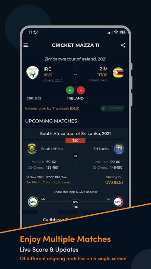 Cricket Mazza 11 Live Line Скриншот 3