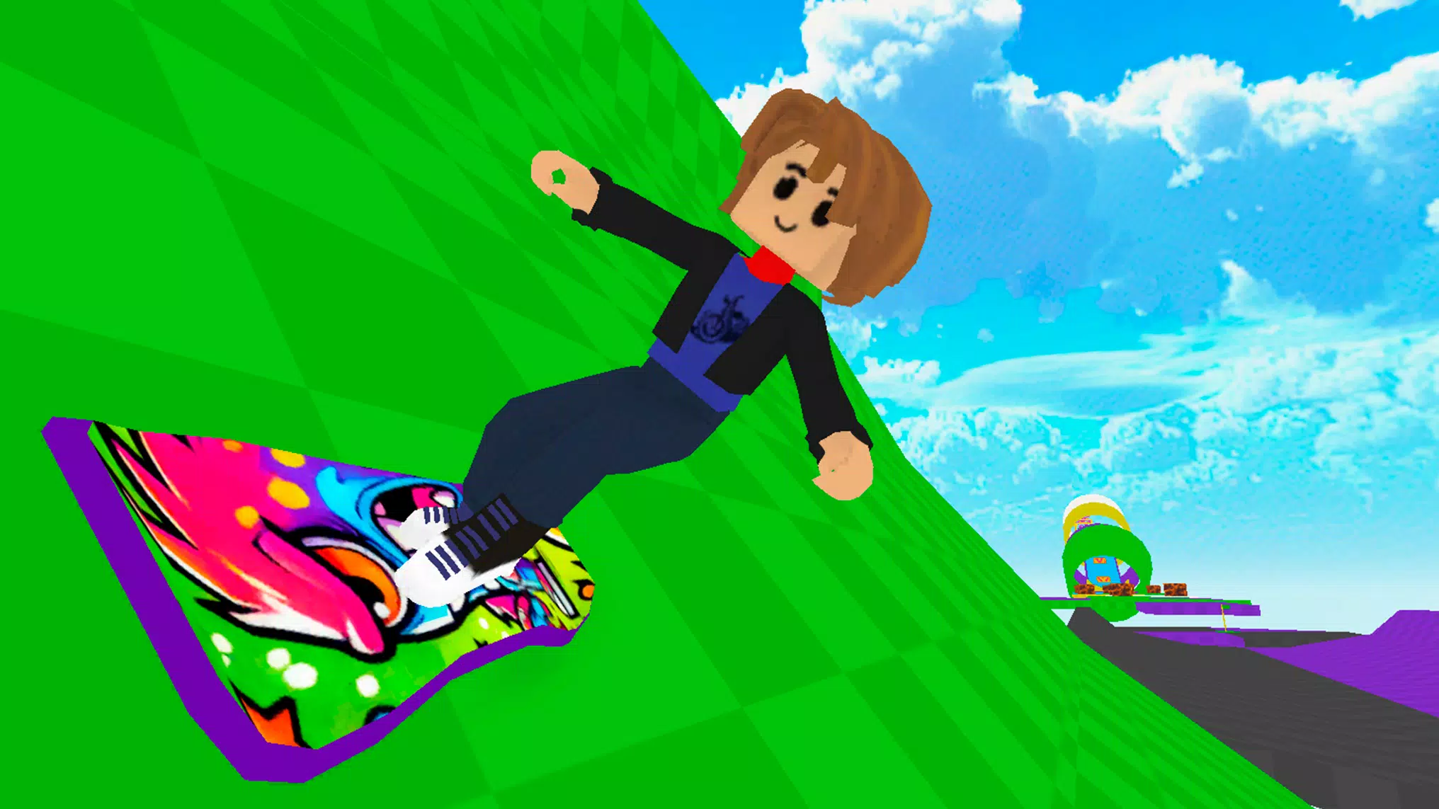 Obby Snowboard Parkour Racing Скриншот 3