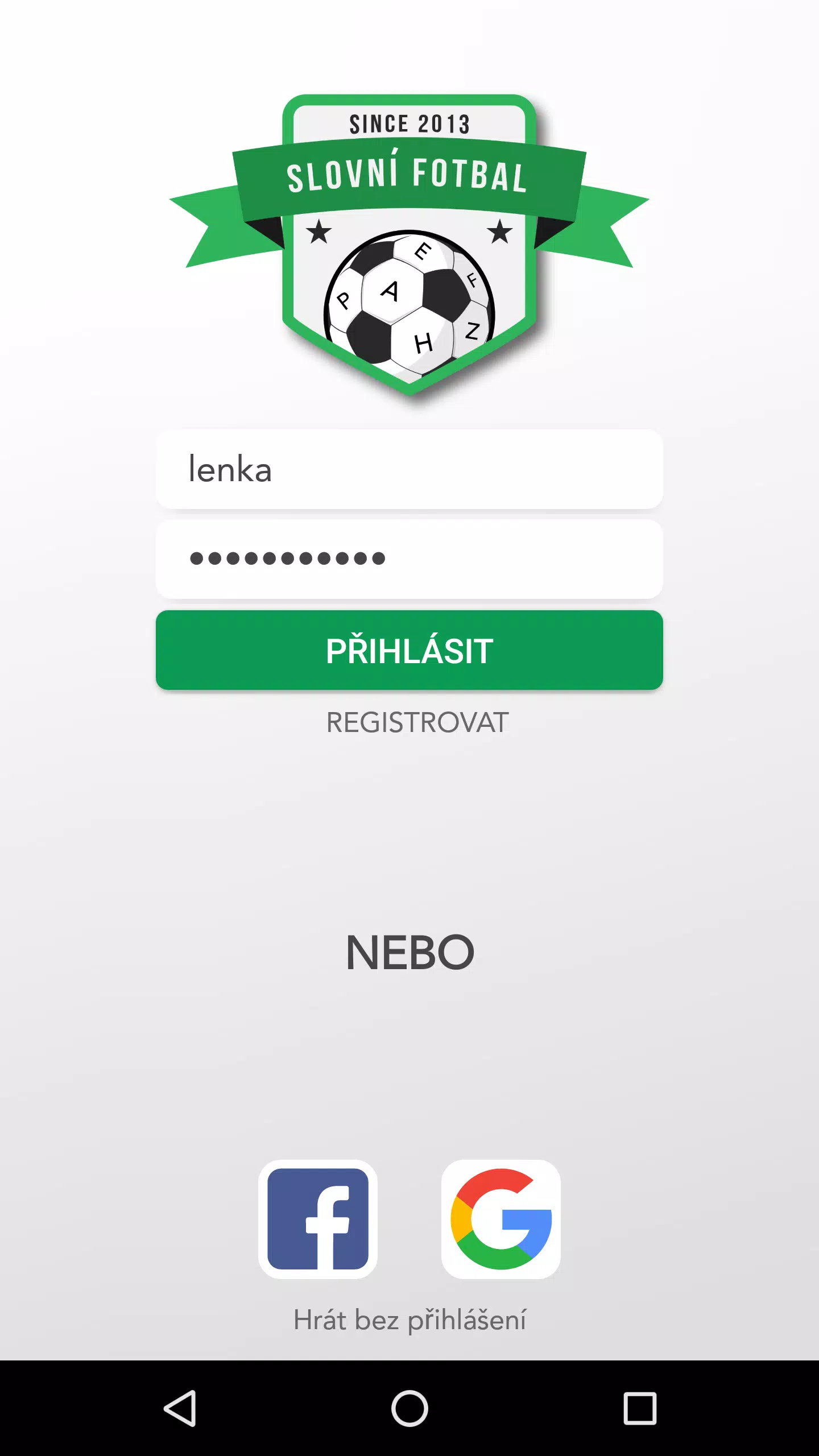 Slovní Fotbal Zrzut ekranu 1