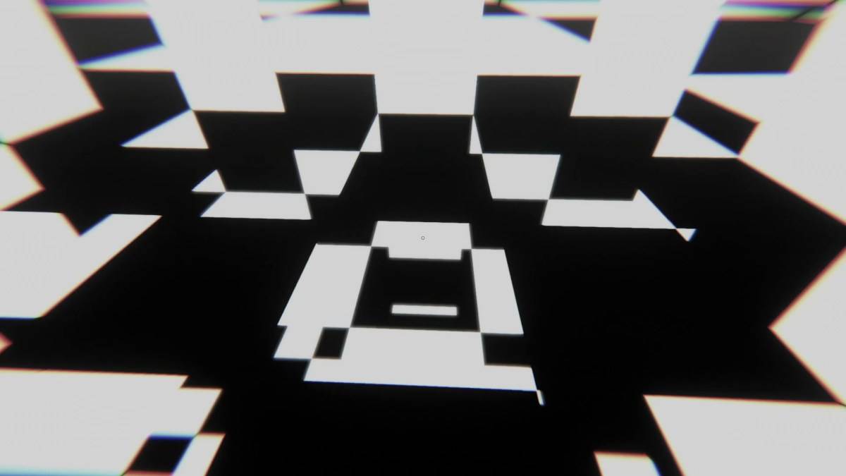 Superliminal 中掉落穿过棋盘方格。