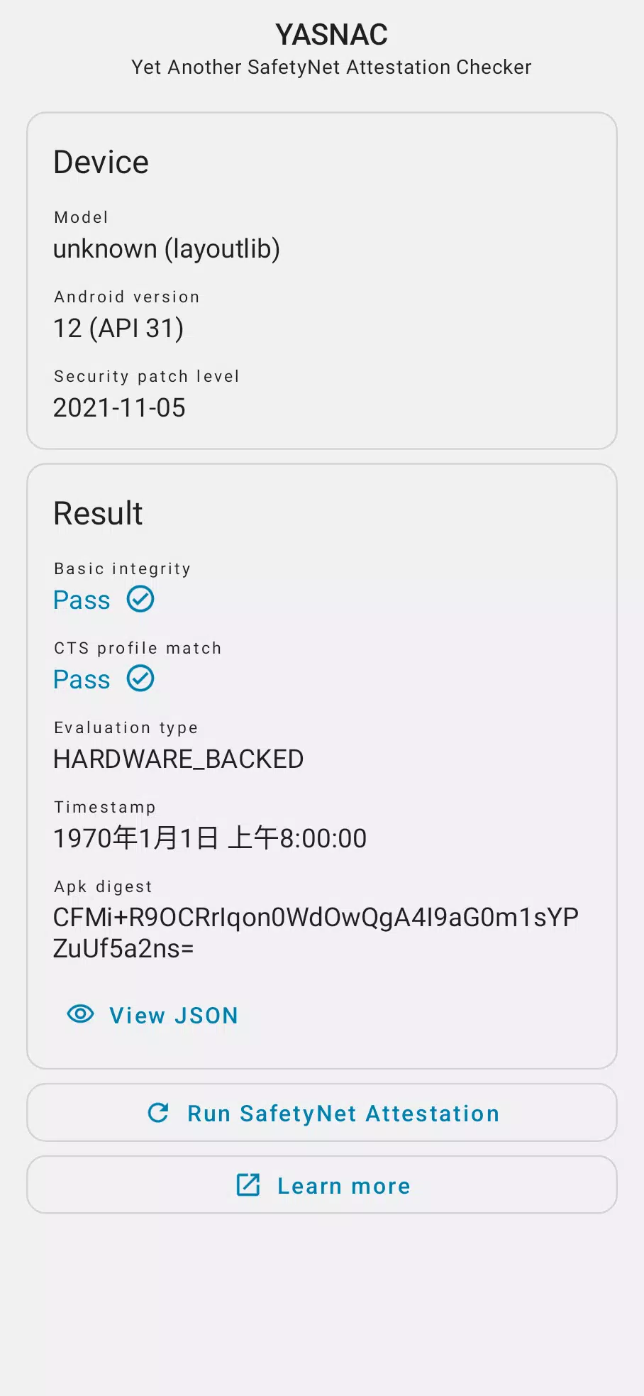 YASNAC - SafetyNet Checker Скриншот 1