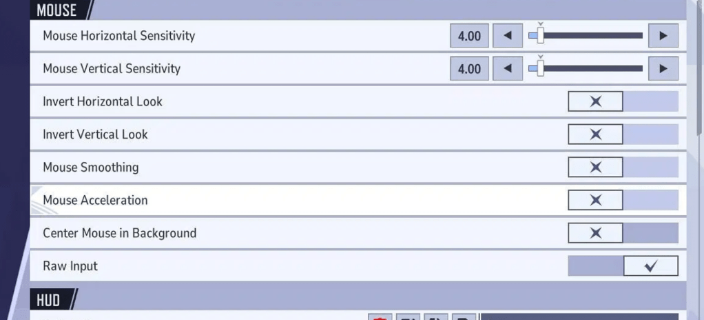 Das Einstellungsmenü von Marvel Rivals mit der Raw Input-Option