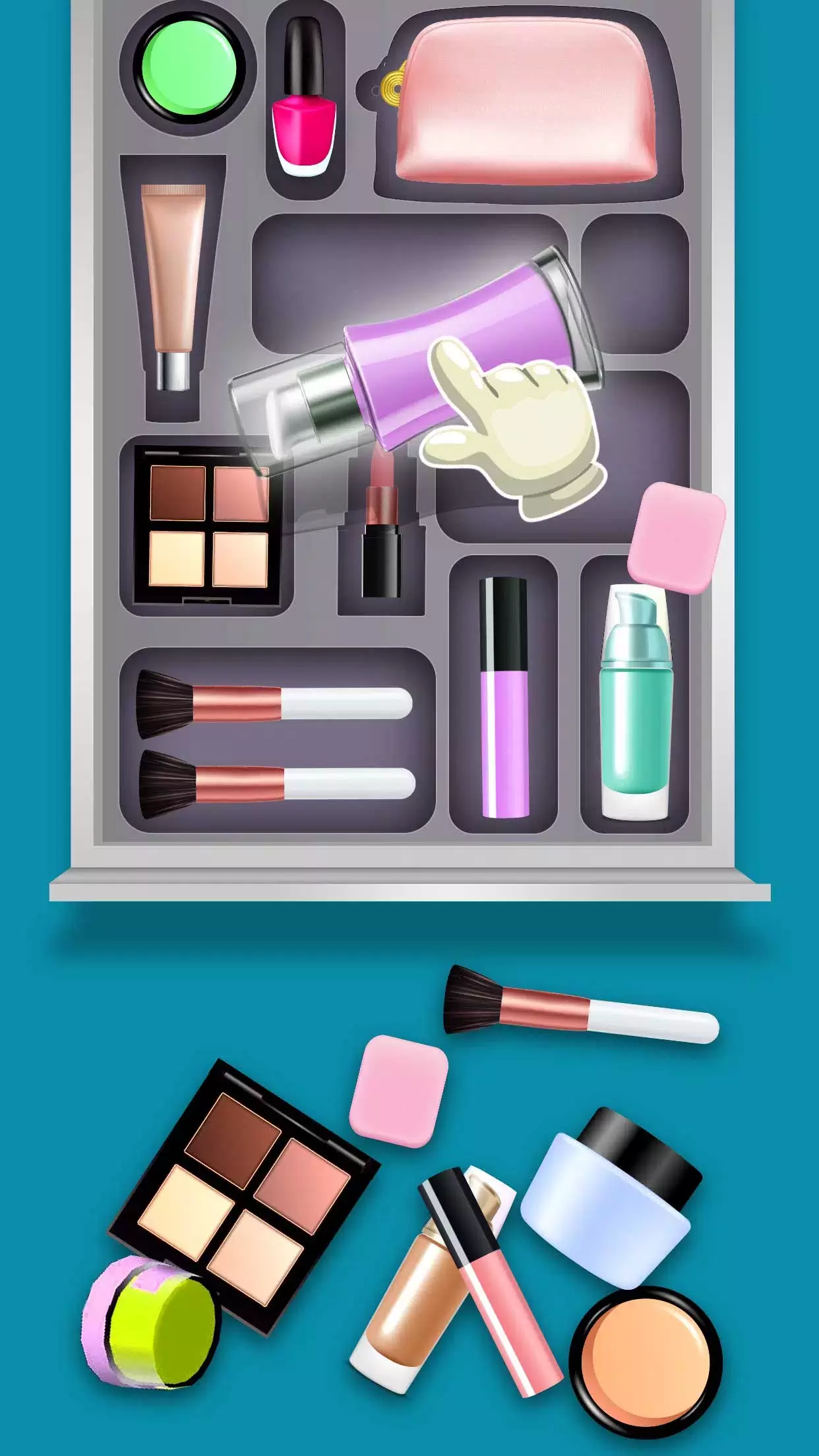 Fill the Makeup Organizer Game Скриншот 2