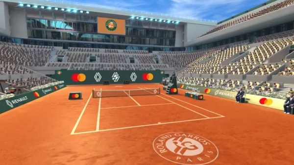 Roland-Garros eSeries production set with Philippe-Chatrier court replica