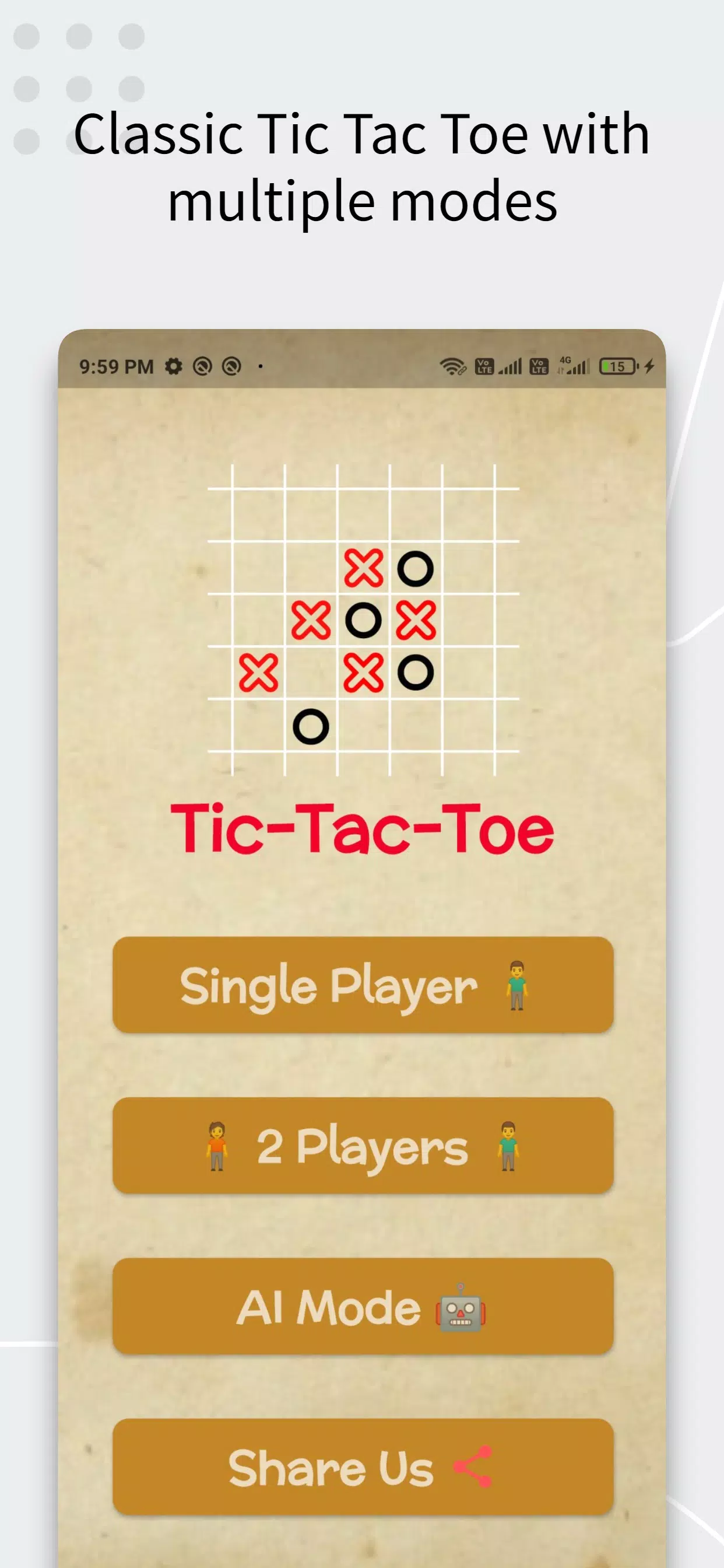 Tic Tac Toe AI Game Ekran Görüntüsü 1
