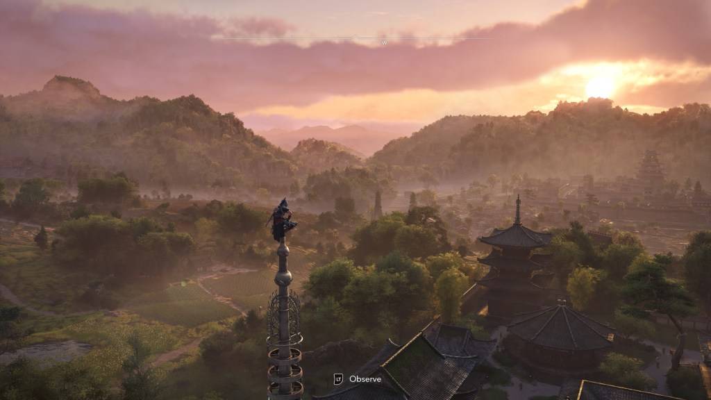 Naoe prepares to observe an area after synchronizing in *Assassin’s Creed Shadows*, via Ubisoft